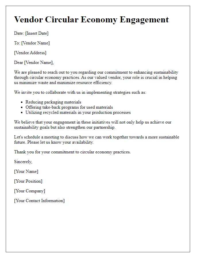 Letter template of vendor circular economy engagement