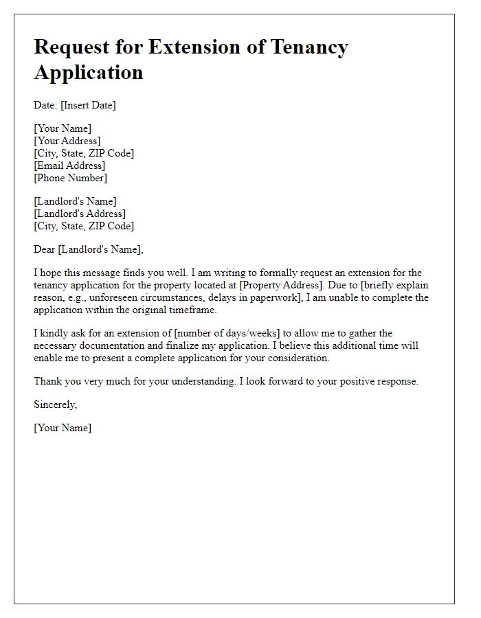 Letter template of extension request for tenancy application