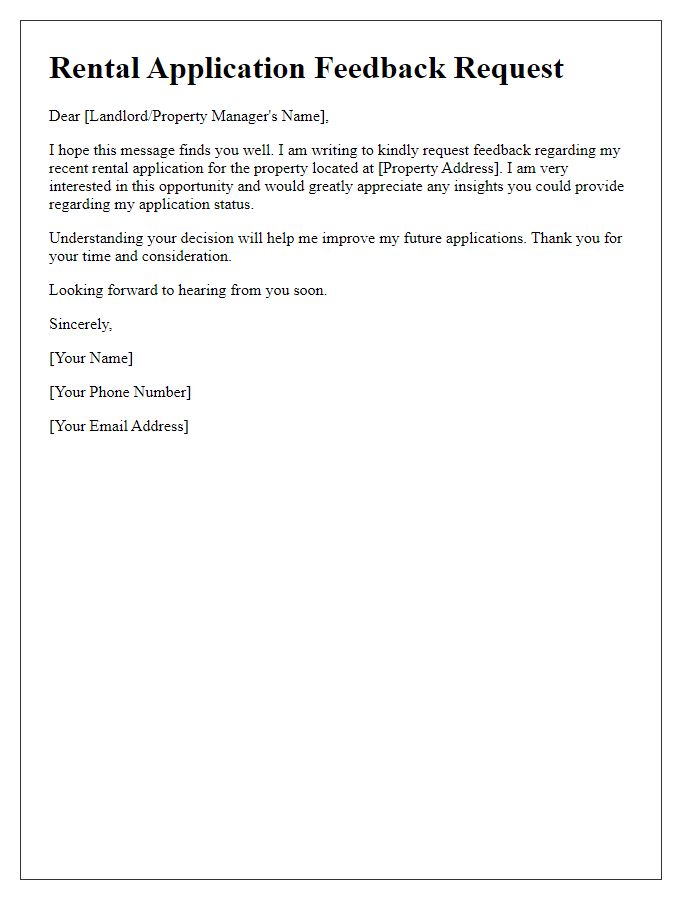 Letter template of rental application feedback request