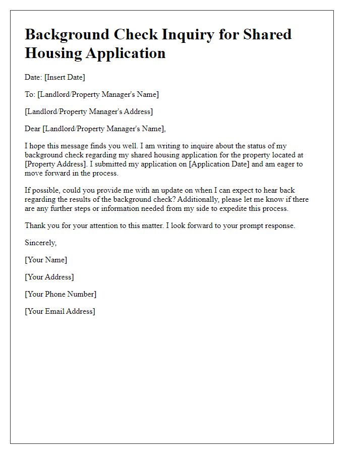 Letter template of shared housing application background check inquiry