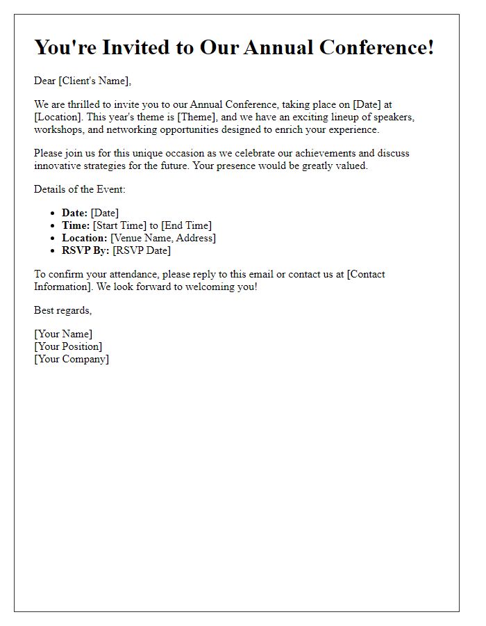 Letter template of annual conference invitation for clients