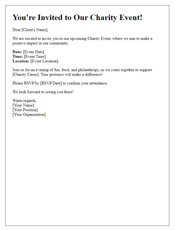 Letter template of charity event invitation for our clients