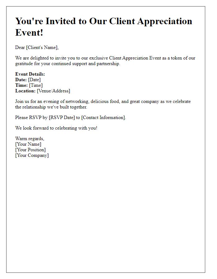 Letter template of client appreciation event invitation