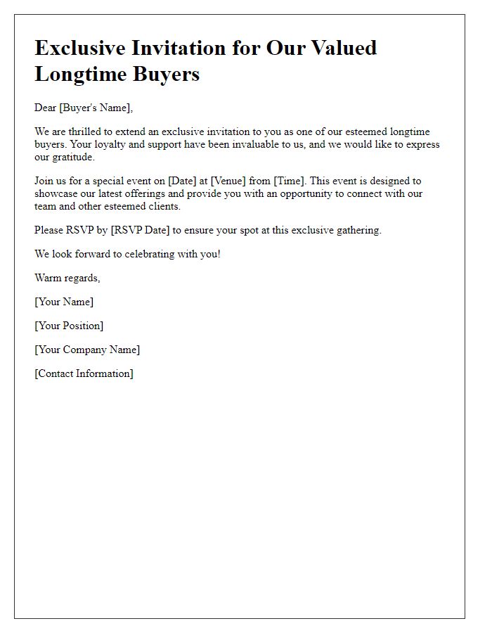 Letter template of exclusive invitation for longtime buyers