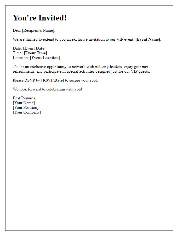 Letter template of Exclusive Access VIP Invitation