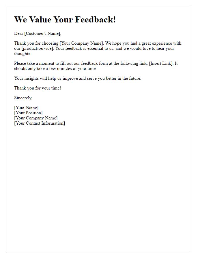 Letter template of feedback request for customer experience