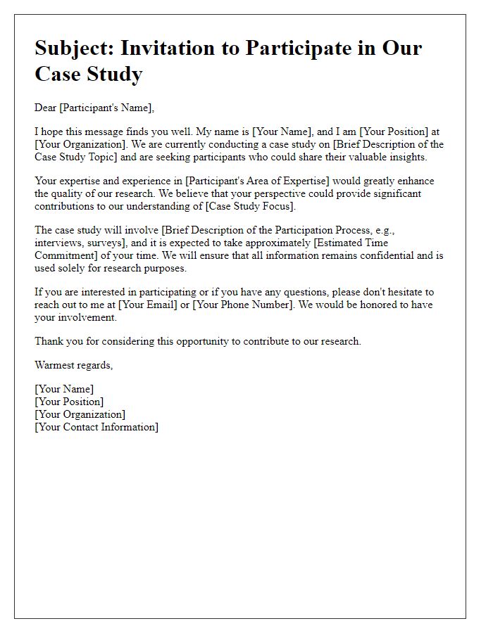 Letter template of outreach for case study participants