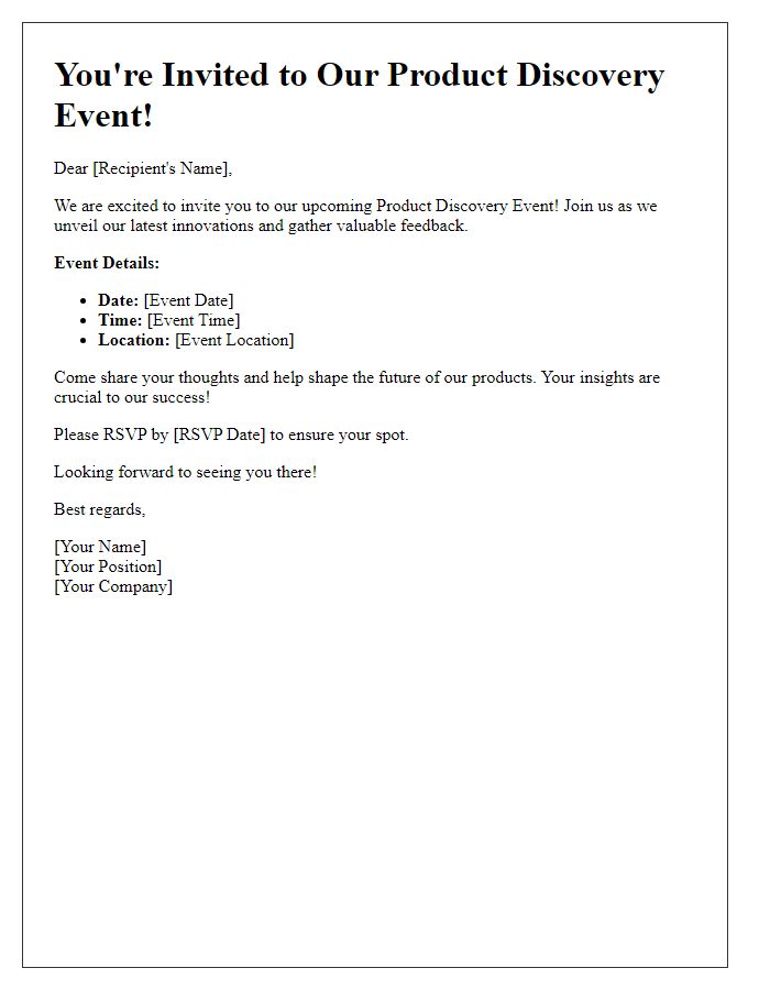 Letter template of product discovery event invitation