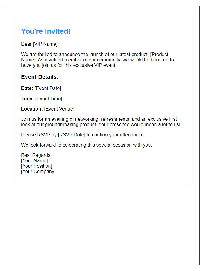 Letter template of VIP product launch event invitation