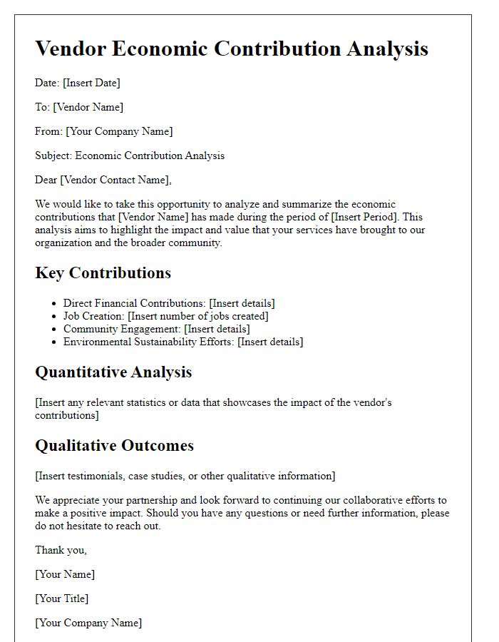 Letter template of vendor economic contribution analysis