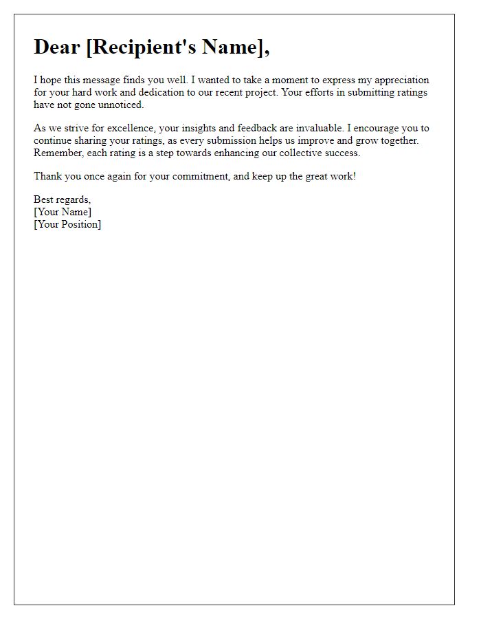 Letter template of encouragement for rating submissions