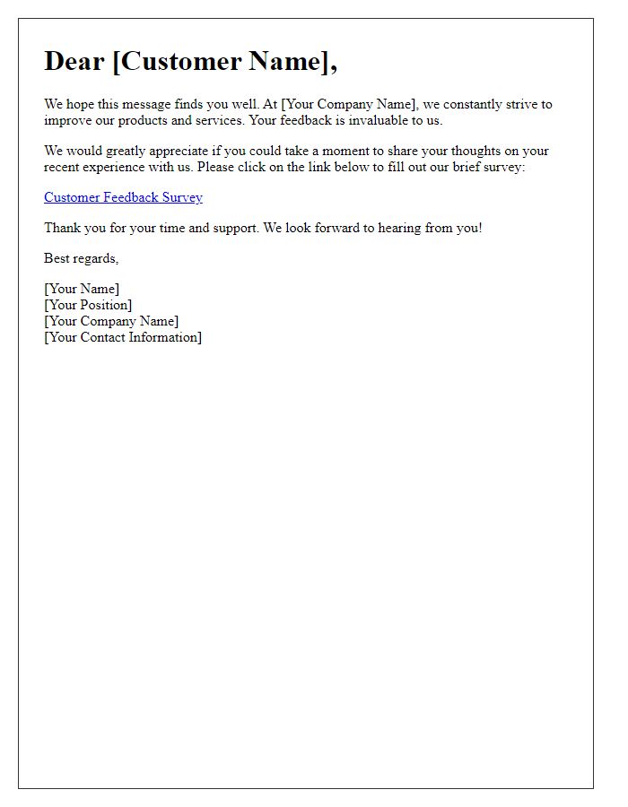 Letter template of request for customer feedback