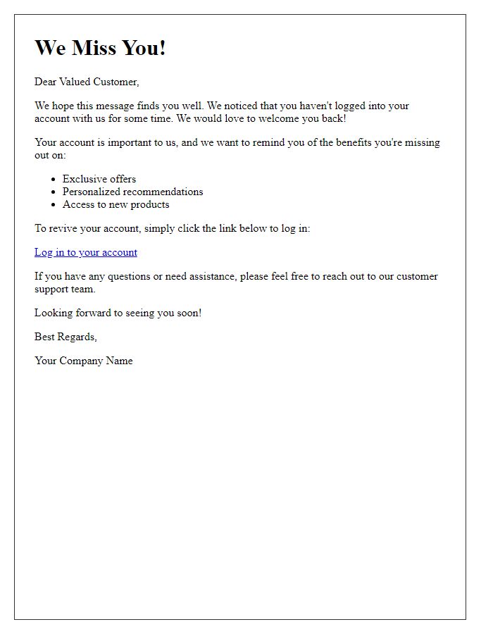 Letter template of reminding customers to revive their dormant accounts