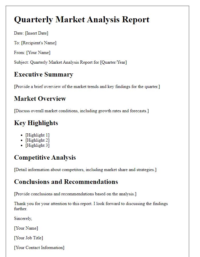 Letter template of quarterly market analysis report