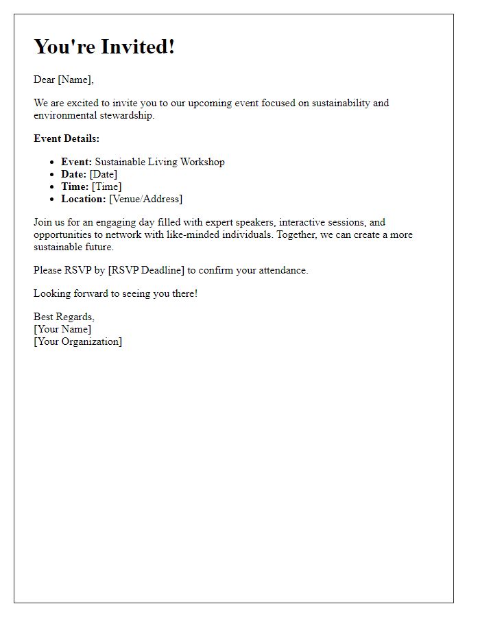 Letter template of invitation to sustainability-related events