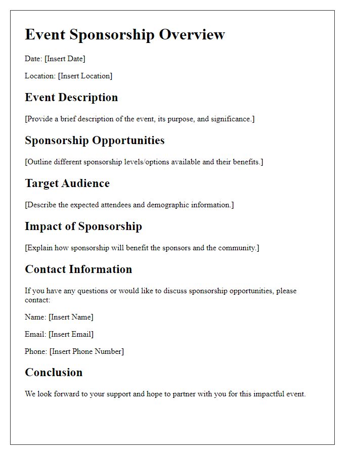 Letter template of sponsorship event overview