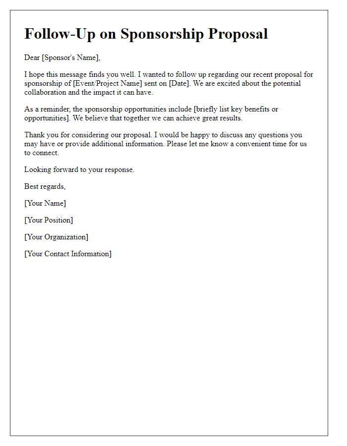 Letter template of sponsorship follow-up communication