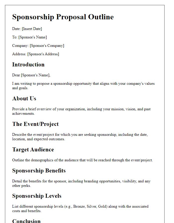 Letter template of sponsorship proposal outline