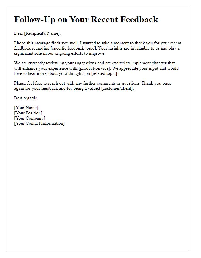 Letter template of Follow-Up on Your Recent Feedback