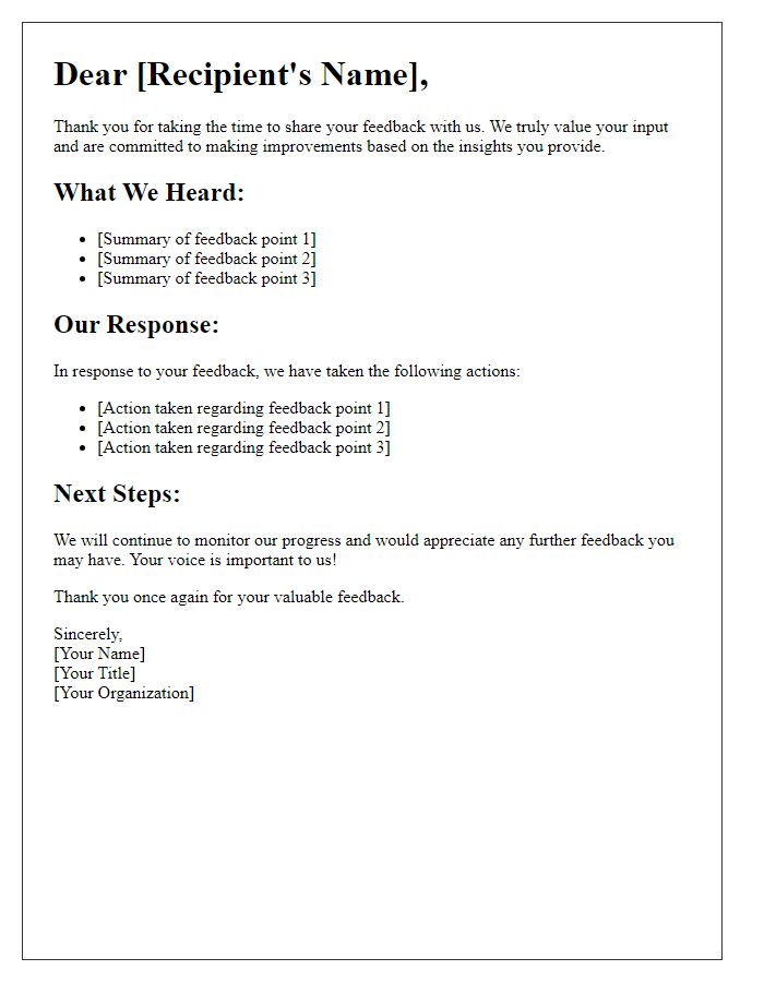 Letter template of We Heard You: Updates on Your Feedback