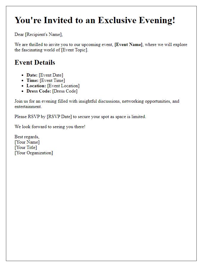 Letter template of captivating event details