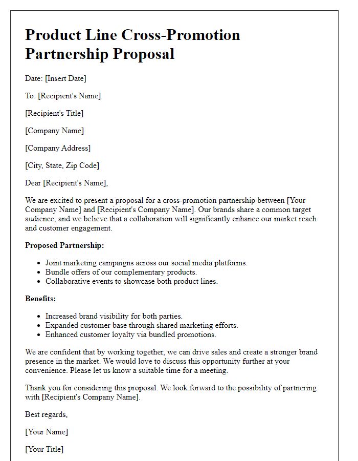 Letter template of product line cross-promotion partnership proposal