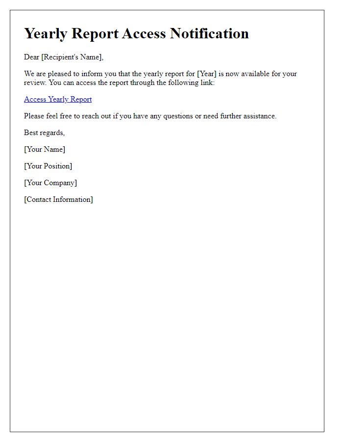 Letter template of yearly report access notification
