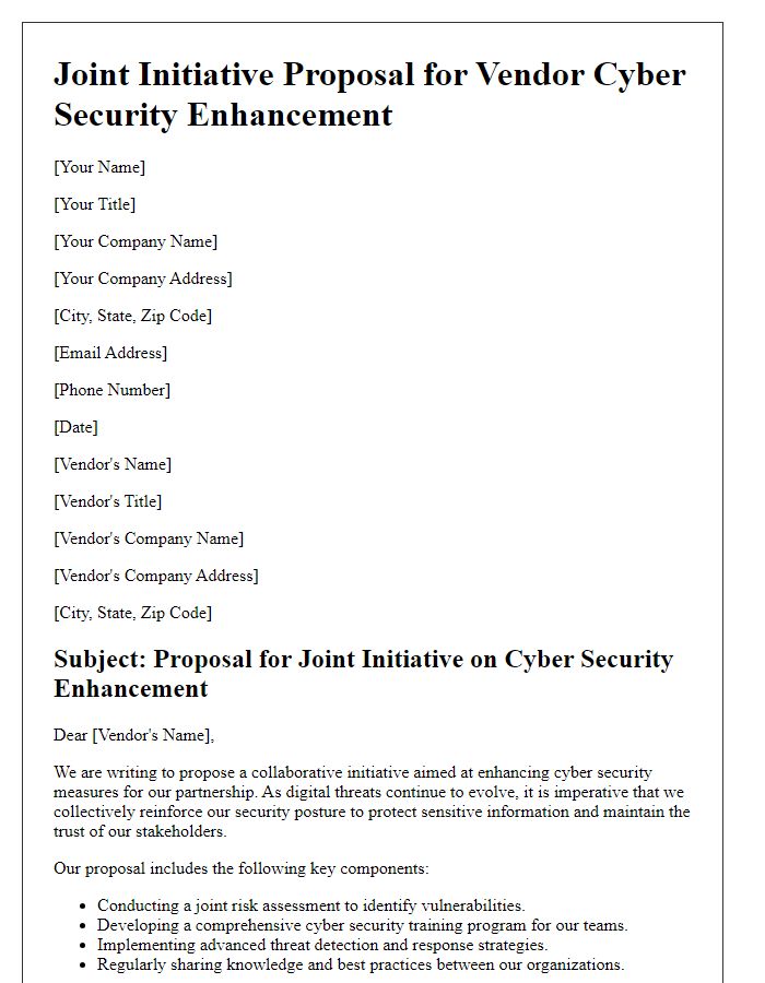 Letter template of joint initiative proposal for vendor cyber security enhancement.