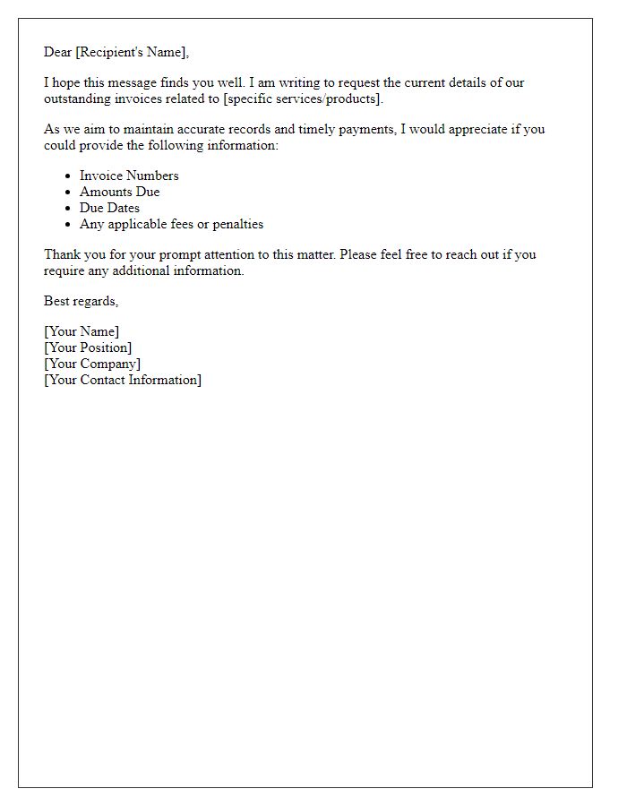 Letter template of demand for current invoice details