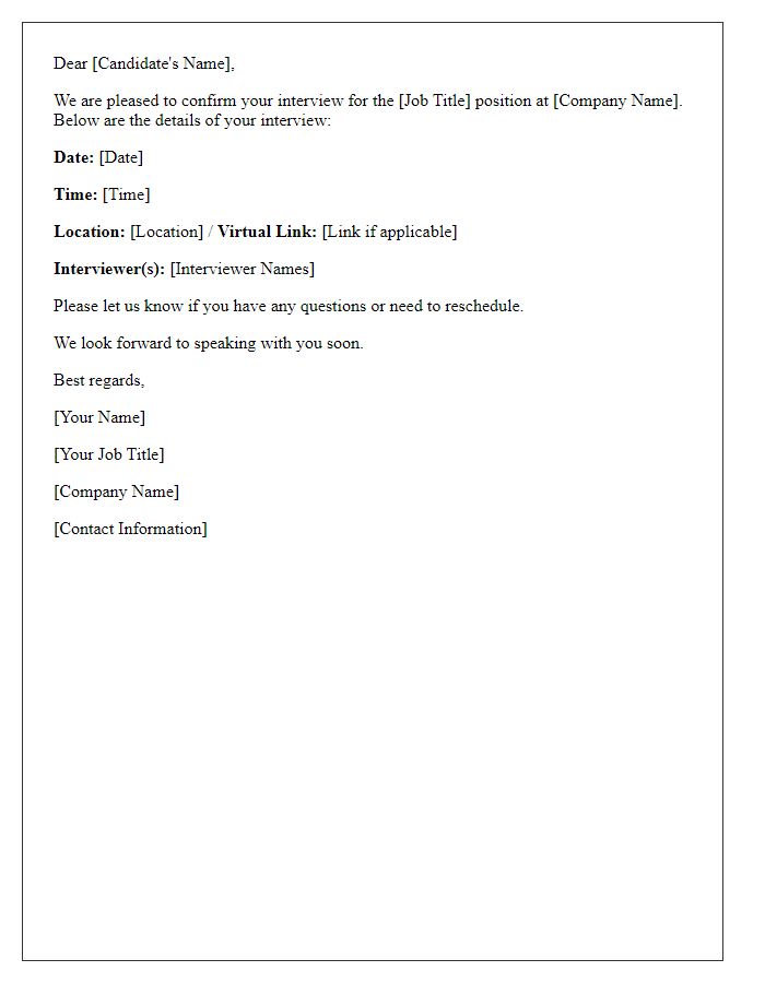 Letter template of interview schedule confirmation