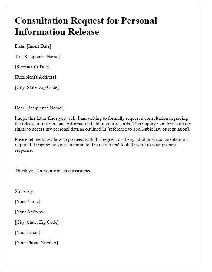 Letter template of consultation for personal information release