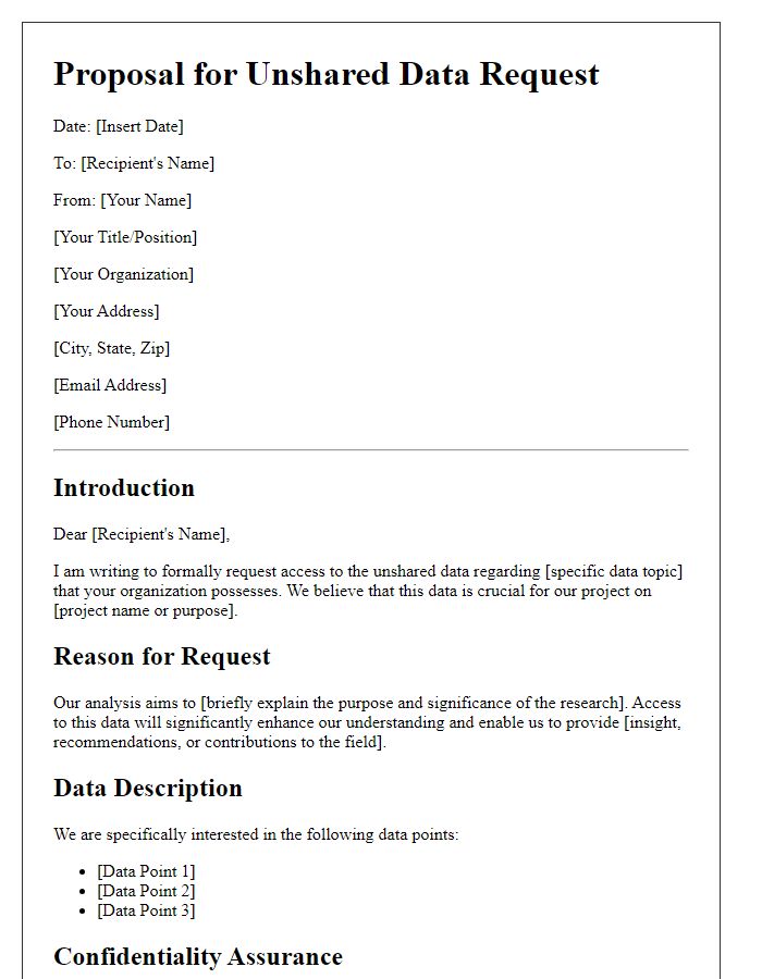 Letter template of proposal for unshared data request