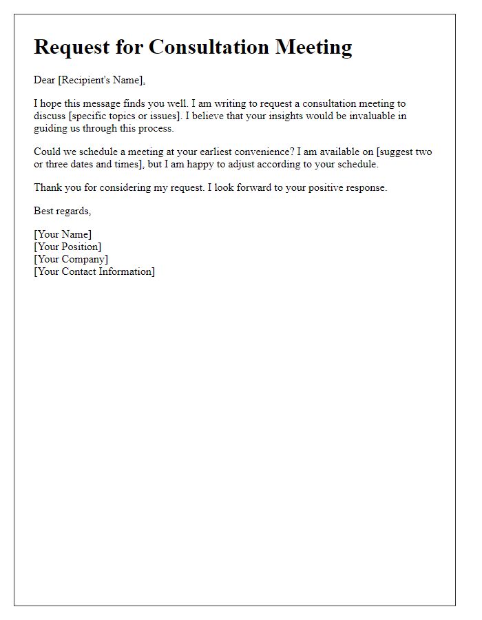 Letter template of arranging a consultation meeting.