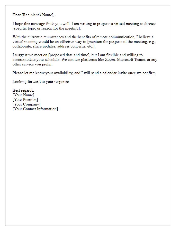 Letter template of proposal for a virtual meeting.