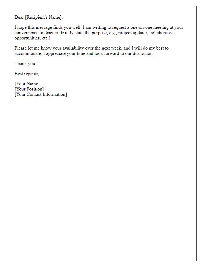 Letter template of requesting a one-on-one meeting.