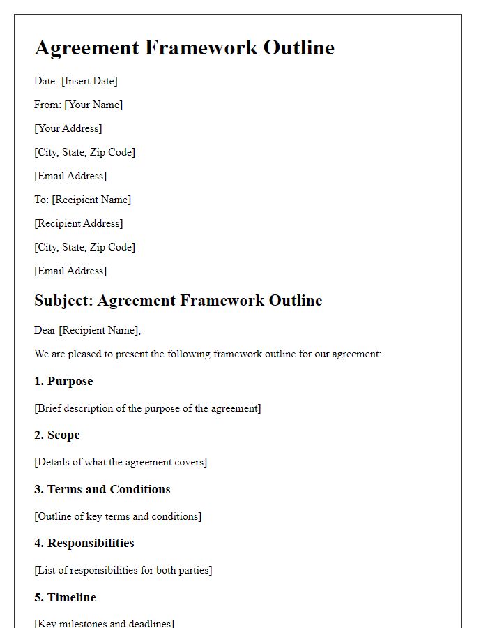 Letter template of Agreement Framework Outline