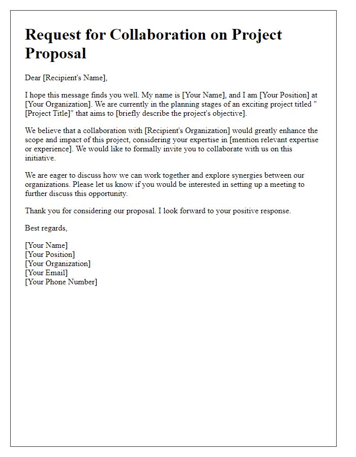 Letter template of request for project proposal collaboration