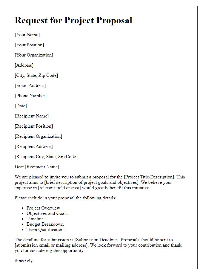 Letter template of request for project proposal submission