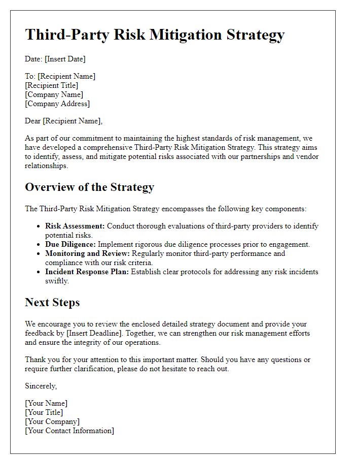 Letter template of Third-Party Risk Mitigation Strategy