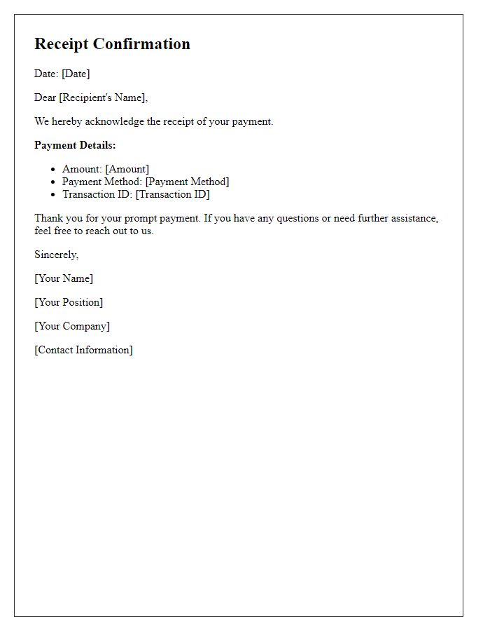 Letter Template For Confirming Receipt Of Payment Free Samples In PDF 