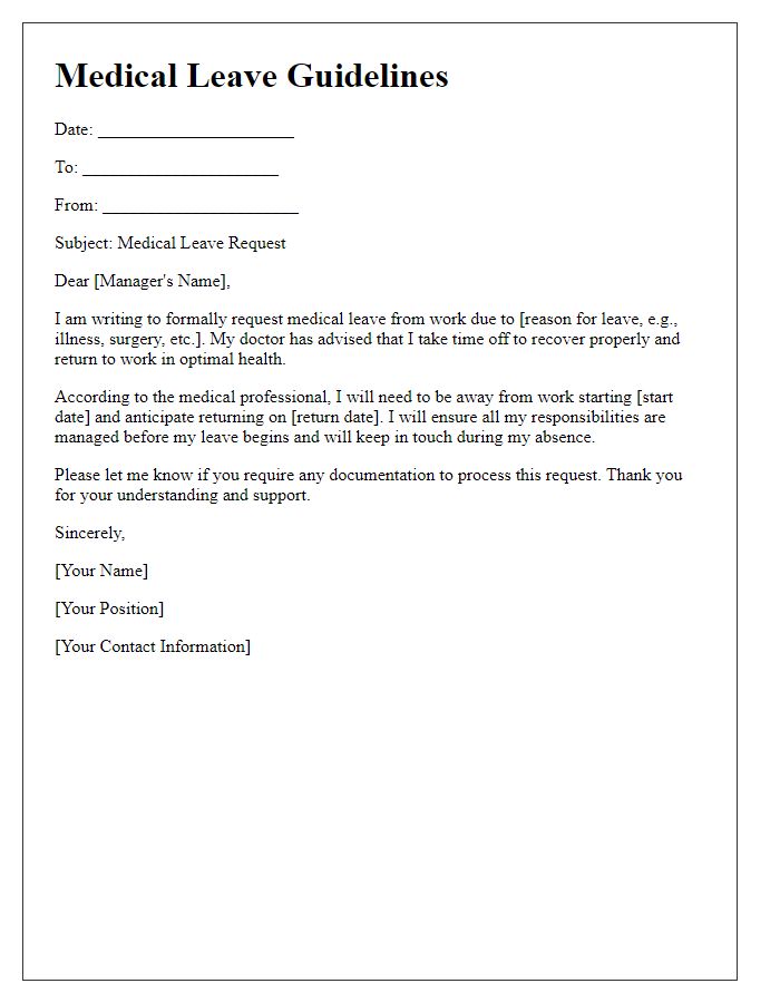 Letter template of Medical Leave Guidelines