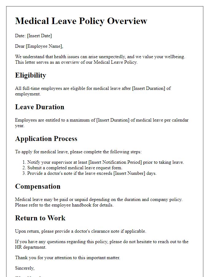 Letter template of Medical Leave Policy Overview