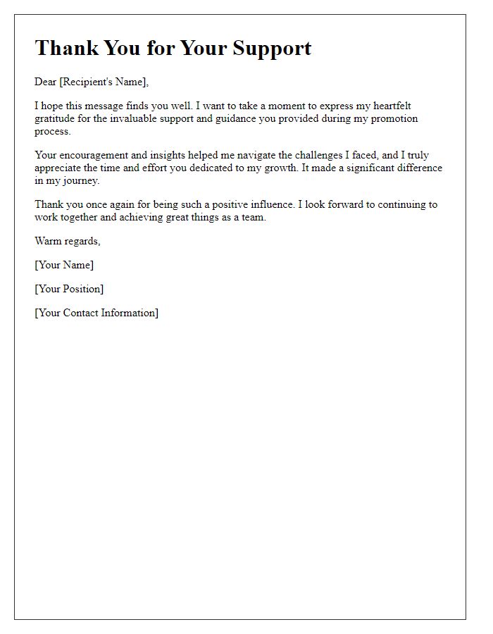 Letter template of thanks for support during my promotion process