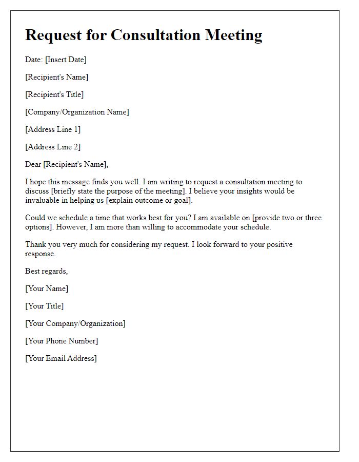 Letter template of request for a consultation meeting.