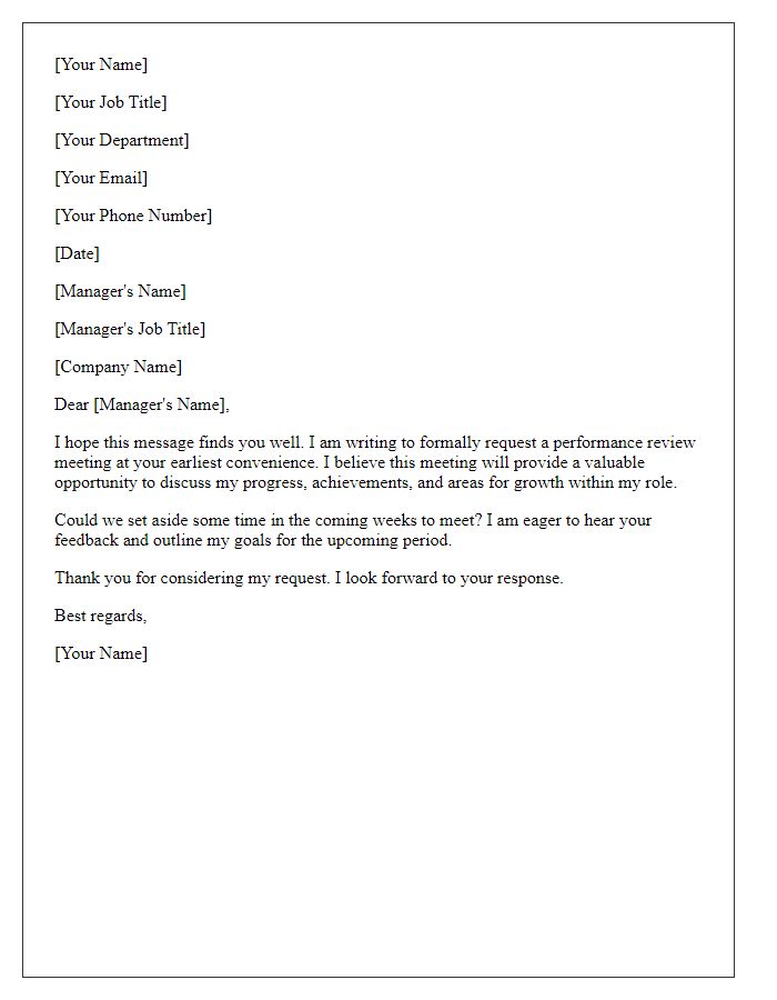 Letter template of request for performance review meeting