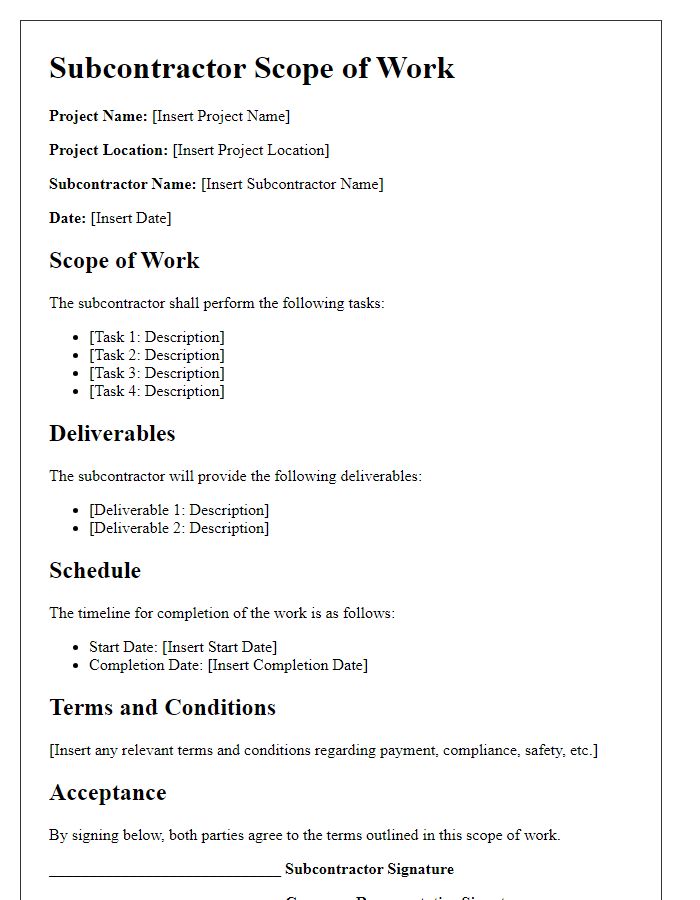 Letter template of subcontractor scope of work for construction projects