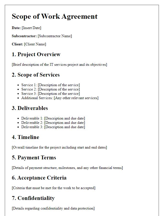 Letter template of subcontractor scope of work for IT services