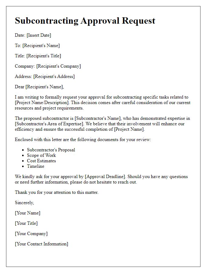 Letter template of subcontracting approval process