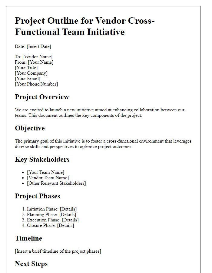 Letter template of project outline for vendor cross-functional team initiative