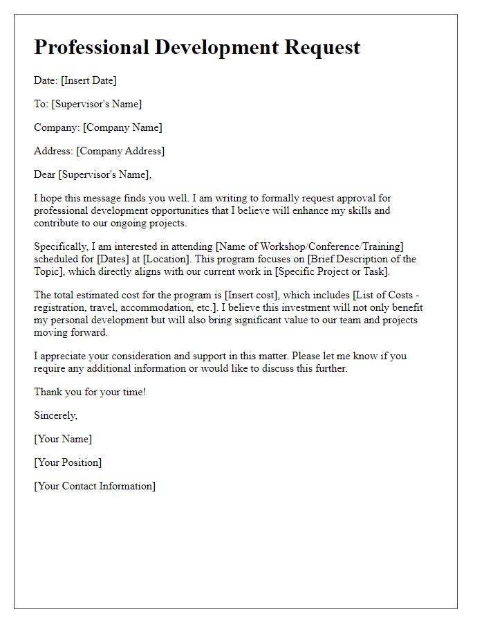 Letter template of subcontractor professional development request